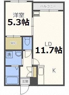 CARRERA東札幌(1LDK/3階)の間取り写真