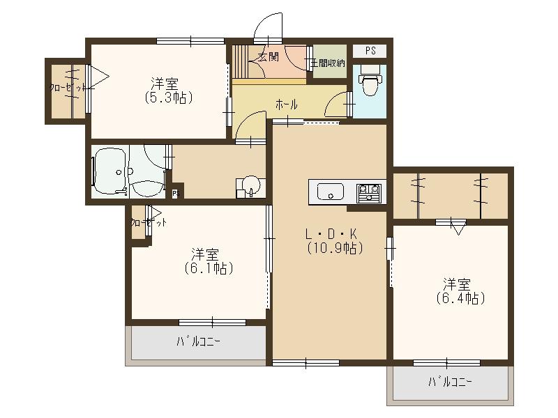 SOCIAI(3LDK/3階)の間取り写真