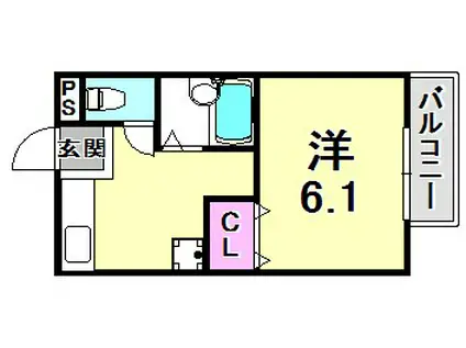 エトワール夙川(1K/2階)の間取り写真