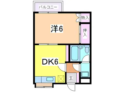 メゾンブランシュ浜浦(1DK/3階)の間取り写真