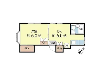 コーポ石井(1DK/2階)の間取り写真