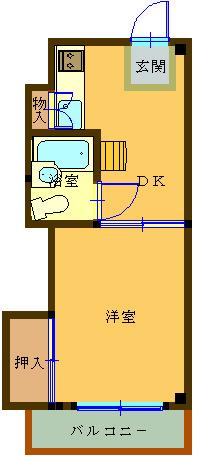 井上ビル(1DK/3階)の間取り写真