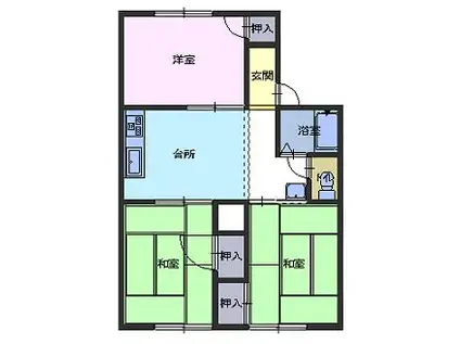 ヴァンベールT(3DK/1階)の間取り写真