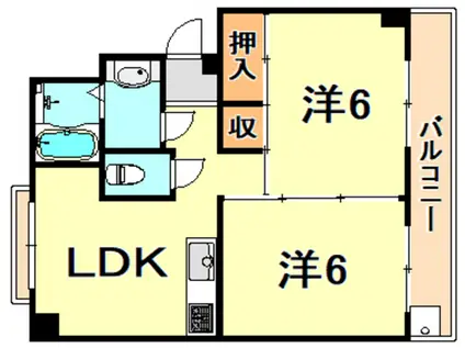 ダイバーシティ神戸長田C棟(2LDK/3階)の間取り写真