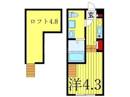 ハーモニーテラス鎌倉(ワンルーム/2階)の間取り写真