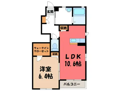 シャーメゾンルーチェ D(1LDK/1階)の間取り写真