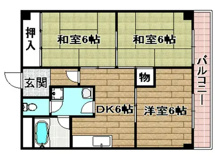 サンワロイヤルマンション2号館(3DK/3階)の間取り写真