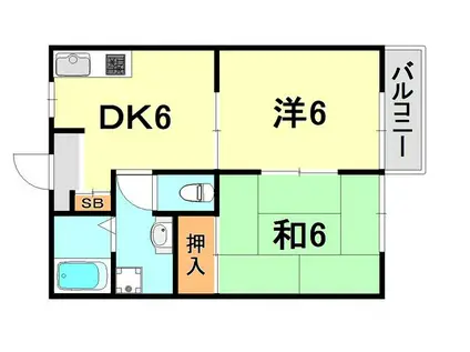 メゾン桜木(2DK/1階)の間取り写真