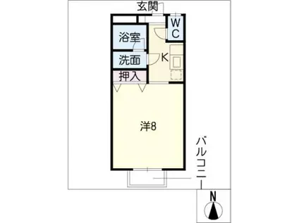 窪田コーポ B棟(1K/2階)の間取り写真