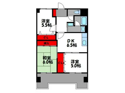 ロワールマンション青葉ウエスト(3DK/2階)の間取り写真