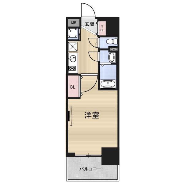 LUXE新大阪α(1K/5階)の間取り写真