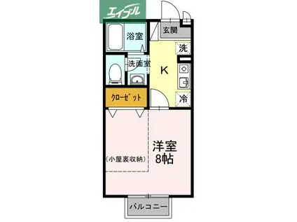 ソレイユ・ジンA棟(1K/2階)の間取り写真