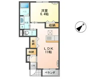 モアナマカナ(1LDK/1階)の間取り写真