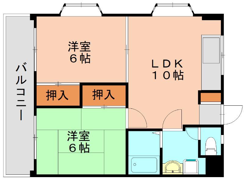 ニューライフマンション南ヶ丘(2LDK/4階)の間取り写真