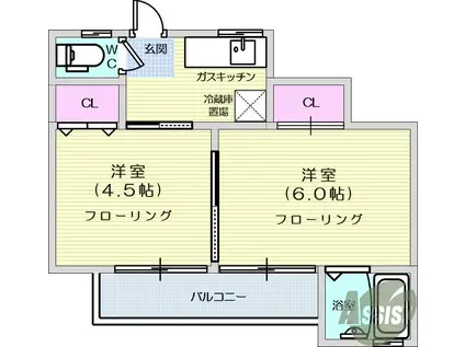 エコールF(2K/2階)の間取り写真