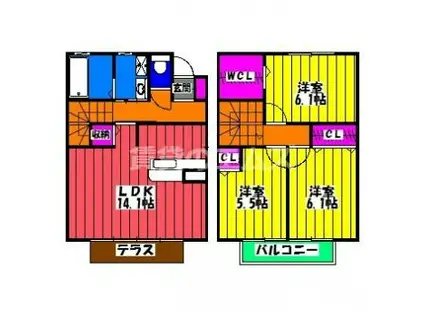 イマジンIII(3LDK/1階)の間取り写真