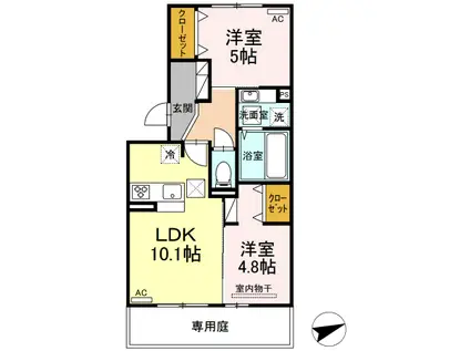 テラバスタ新南部(2LDK/1階)の間取り写真
