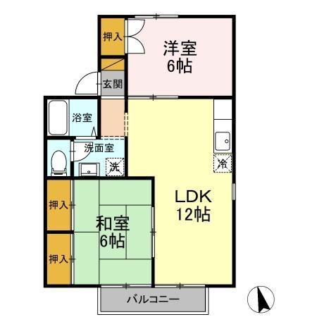ビュークレスト(2LDK/2階)の間取り写真