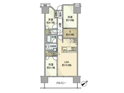 リビオタワー小田急相模原レジデンス(3SLDK/17階)の間取り写真