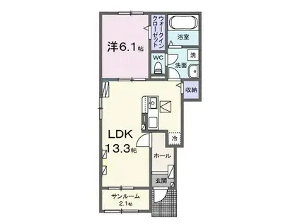 クリアネスII(1LDK/1階)の間取り写真