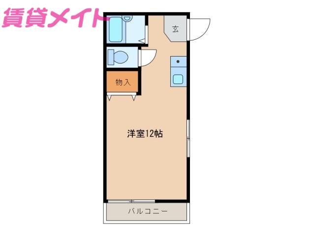 近鉄名古屋線 江戸橋駅 徒歩8分 2階建 築22年(ワンルーム/2階)の間取り写真