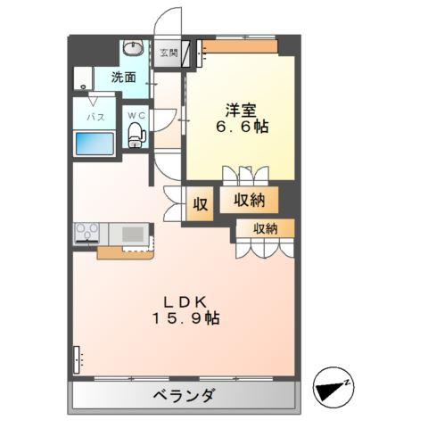 スカイヴァレィ(1LDK/2階)の間取り写真