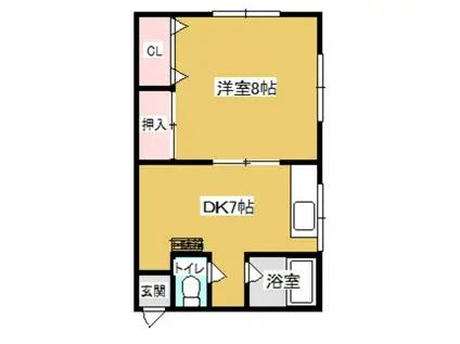 石岡コーポ(1DK/1階)の間取り写真