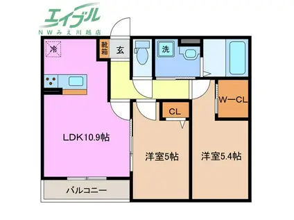 SUN LIFE IN 桑名(2LDK/1階)の間取り写真