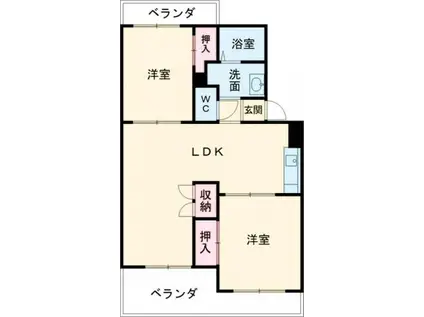 中央信託ハイツ A棟(2LDK/3階)の間取り写真