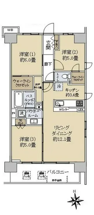 シティハウス川崎富士見公園 3階階 間取り