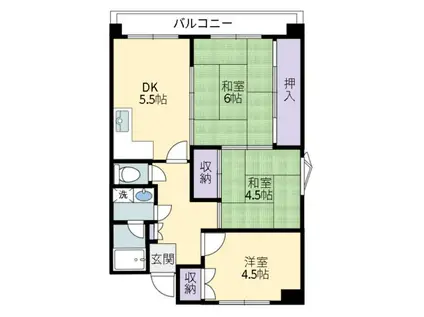 ラフェスタ嫁島(3DK/5階)の間取り写真