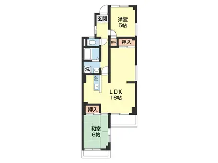 スクエアメゾン和歌山(2LDK/1階)の間取り写真