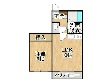 M-III(1LDK/2階)の間取り写真