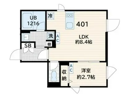 フレア奥沢(1LDK/4階)の間取り写真