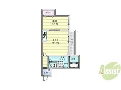 クレスト(1LDK/1階)の間取り写真