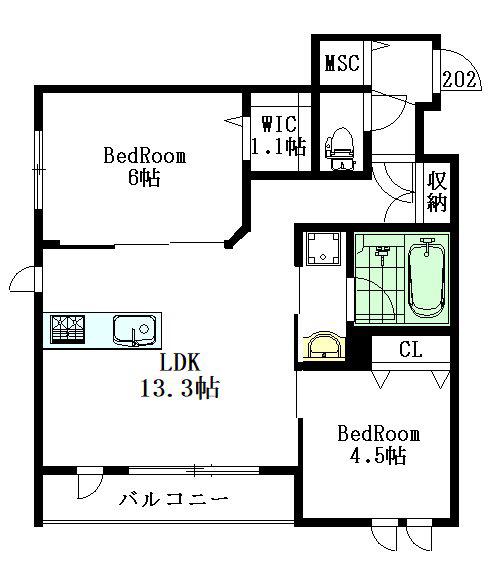 HEBEL MAISON 久我山(2LDK/2階)の間取り写真