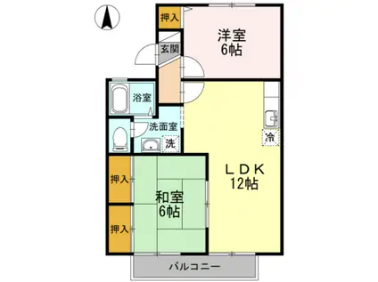 エトワール津島B棟(2LDK/2階)の間取り写真