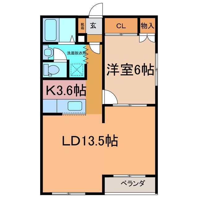 コーポニュータウンII(1LDK/2階)の間取り写真