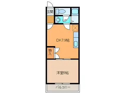 ピエ・タ・テール(1DK/4階)の間取り写真