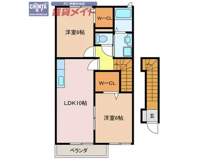 グランシャリオ(2LDK/2階)の間取り写真