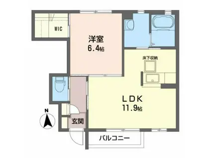 CASA MAI 虹(1LDK/1階)の間取り写真