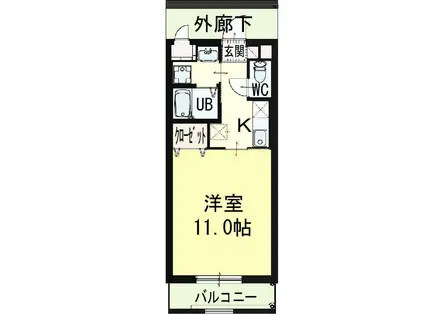 エスポワール2(1K/1階)の間取り写真