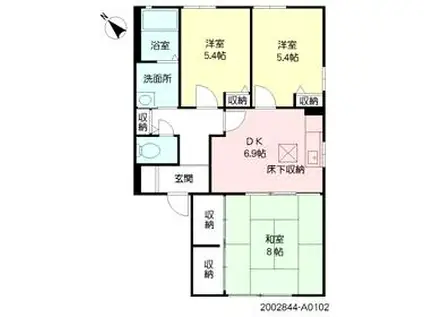 ディアス大里A棟(3DK/1階)の間取り写真