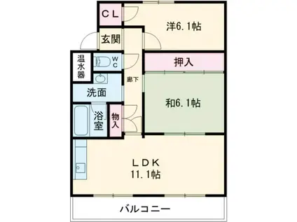 ベルウッド和泉(2LDK/4階)の間取り写真