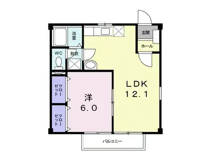 フランボワーズ(1LDK/1階)の間取り写真