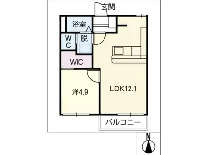 メゾンエスポアール(1LDK/2階)の間取り写真