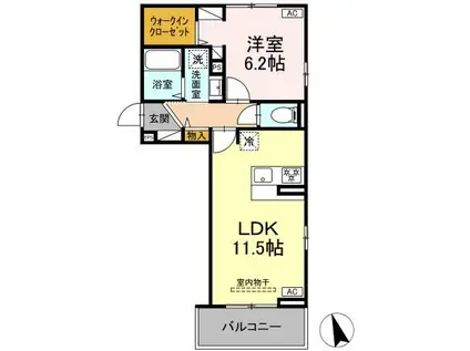 ヴィラH&H(1LDK/2階)の間取り写真