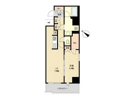 HF両国レジデンス(1LDK/9階)の間取り写真