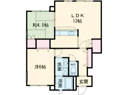 レモンフィールド 日根野(2LDK/1階)の間取り写真