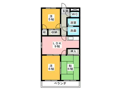 イーストマンション(3DK/2階)の間取り写真